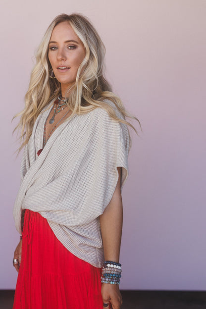 The Nest Cruising V Neck Top - Oatmeal