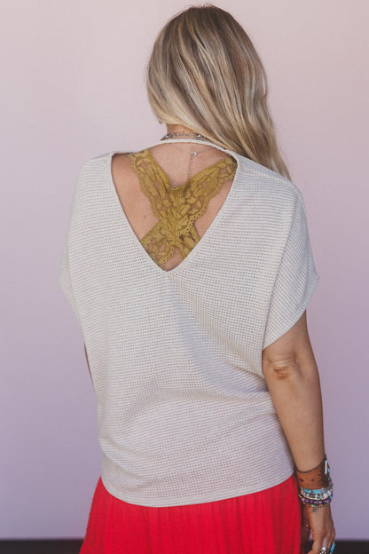 The Nest Cruising V Neck Top - Oatmeal