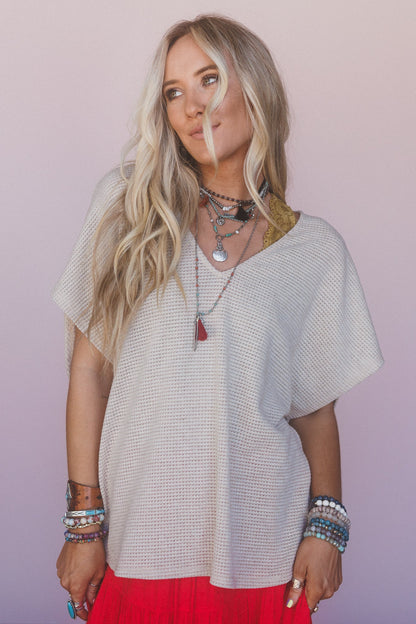 The Nest Cruising V Neck Top - Oatmeal