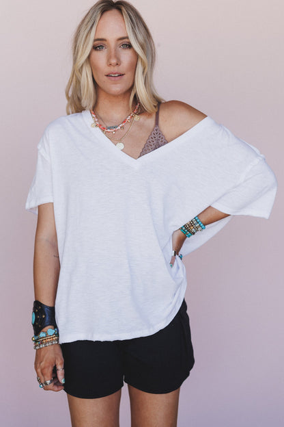 The Nest Tried And True V Neck Tee - White