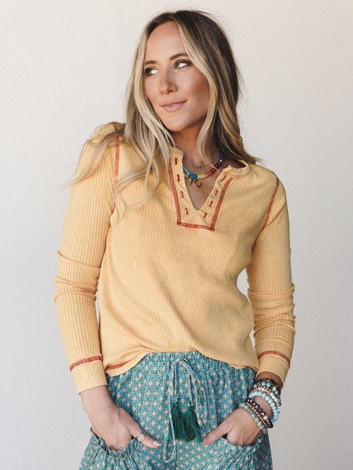 The Nest Off Duty Top - Mustard