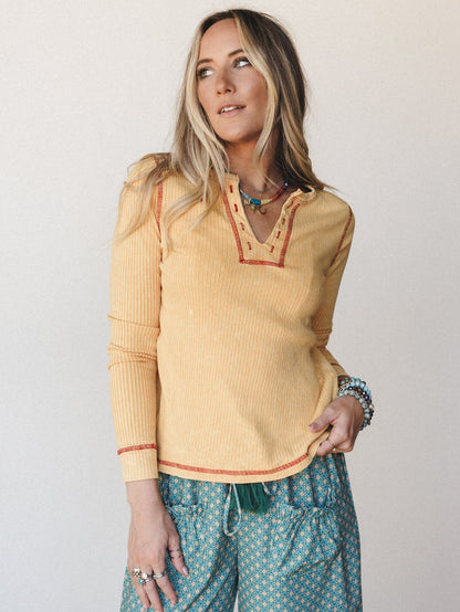 The Nest Off Duty Top - Mustard