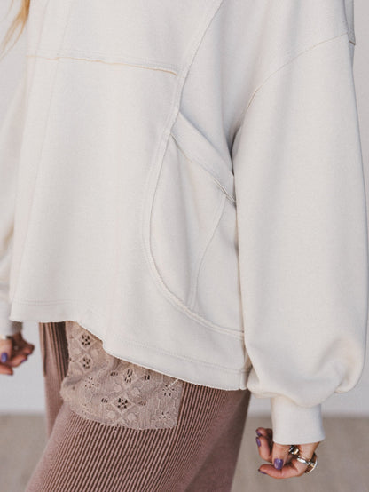 The Nest Karli Knit Pocket Top - Beige