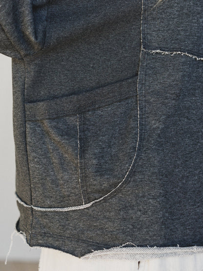 The Nest Karli Knit Pocket Top - Charcoal