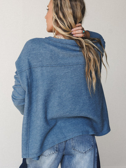 The Nest Cozy Up Crochet Top - Denim