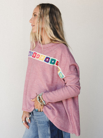 The Nest Cozy Up Crochet Top - Mauve