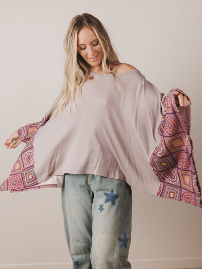 The Nest Kaleidoscope Dreams Poncho Top - Dark Mocha