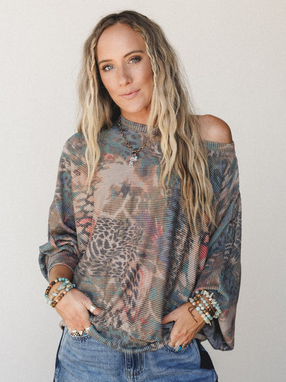 The Nest Savannah Bat Sleeve Top - Coral