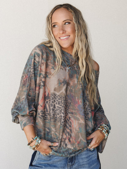 The Nest Savannah Bat Sleeve Top - Coral