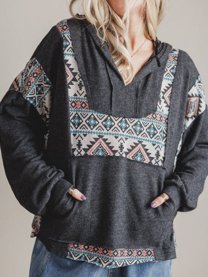 The Nest Beach Nights Pullover Hoodie Top - Charcoal