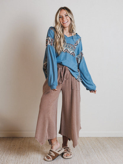 The Nest Beach Nights Pullover Hoodie Top - Teal