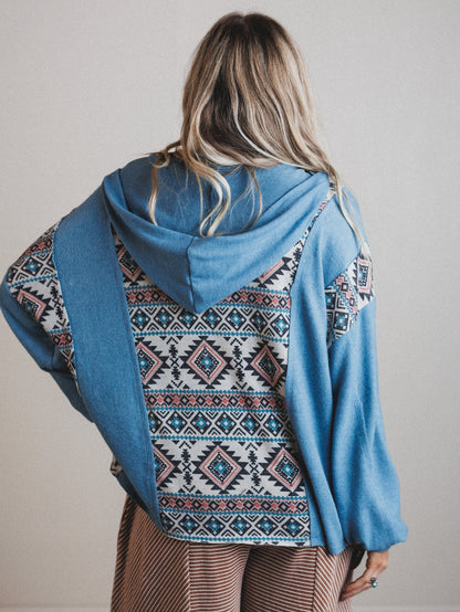 The Nest Beach Nights Pullover Hoodie Top - Teal