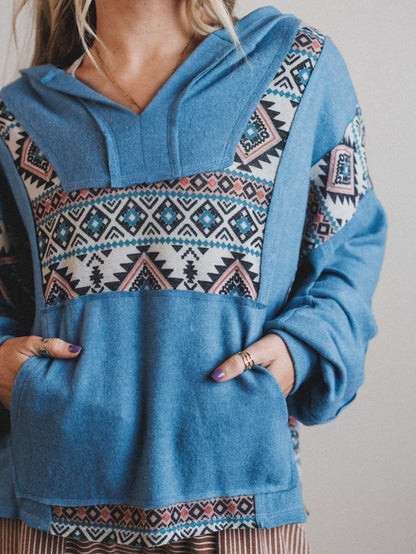 The Nest Beach Nights Pullover Hoodie Top - Teal