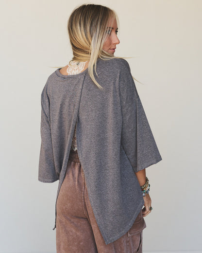 The Nest Callie Split Back Top - Black