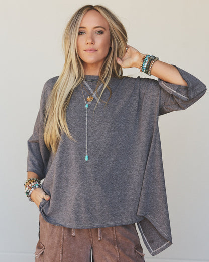 The Nest Callie Split Back Top - Black