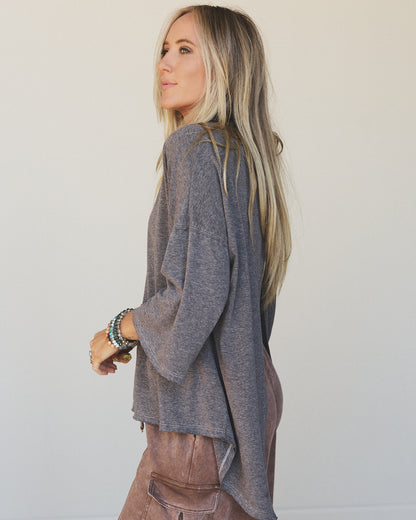 The Nest Callie Split Back Top - Black