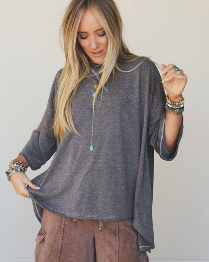 The Nest Callie Split Back Top - Black