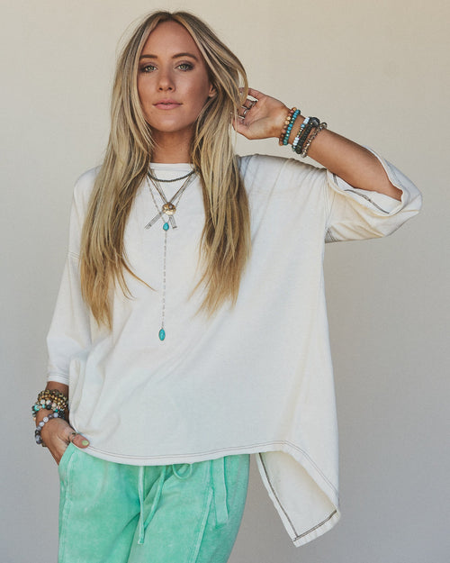 The Nest Callie Split Back Top - Natural