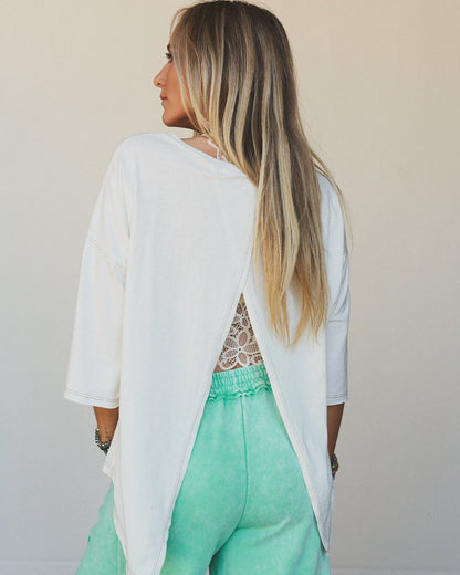 The Nest Callie Split Back Top - Natural
