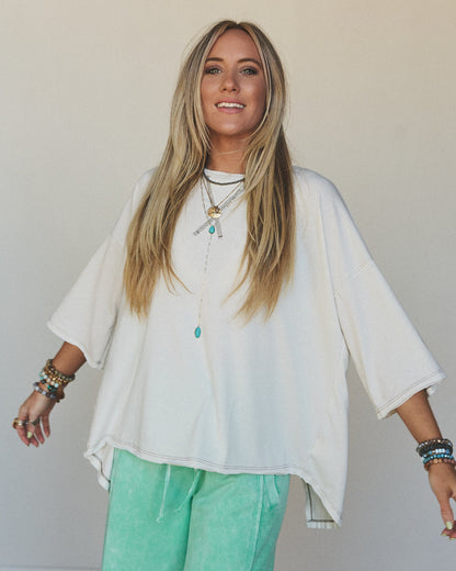 The Nest Callie Split Back Top - Natural