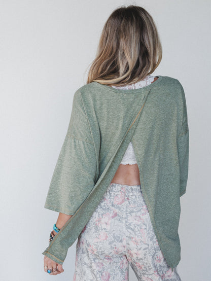 The Nest Callie Split Back Top - Olive