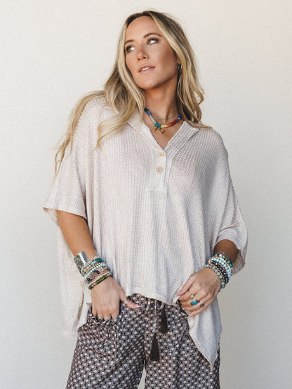 The Nest Raquel Hooded Poncho - Oatmeal