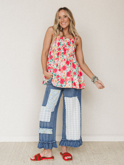 The Nest Bohemian Grace Top - Red Floral