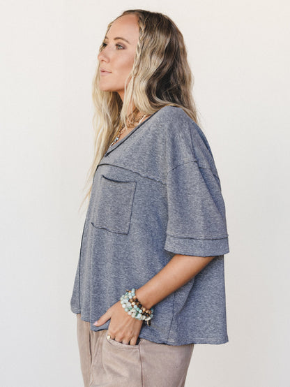 The Nest Katie V Neck Tee - Black