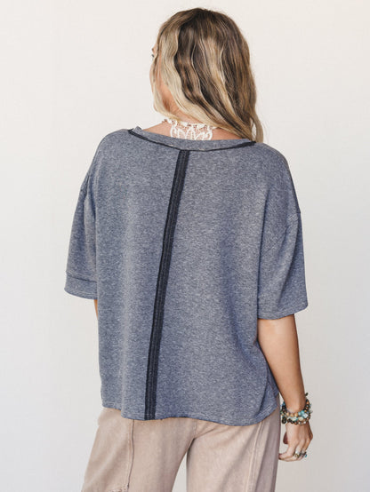 The Nest Katie V Neck Tee - Black