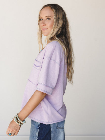 The Nest Katie V Neck Tee - Lavender