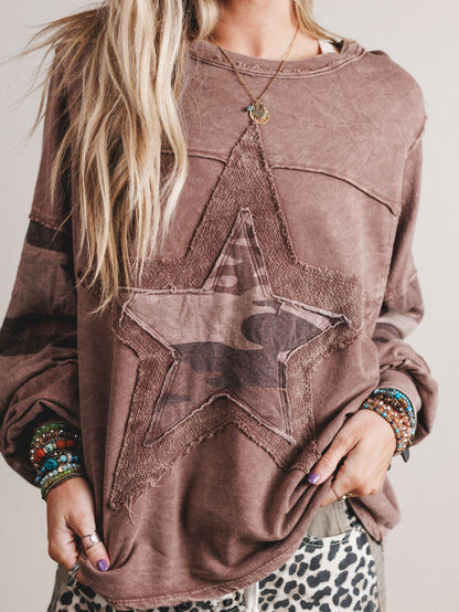 Camo Starlet Long Sleeve Top - Chocolate