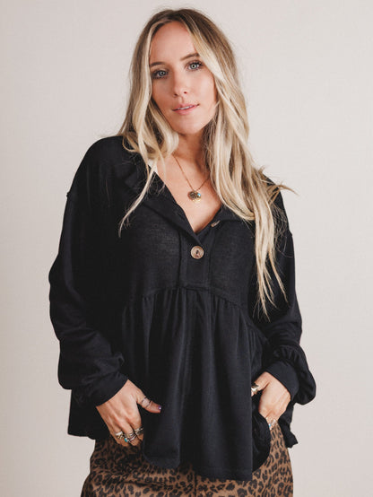 The Nest Sweet Nothings Long Sleeve Top - Black