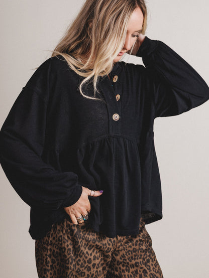 The Nest Sweet Nothings Long Sleeve Top - Black