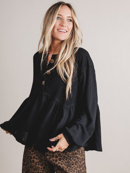 The Nest Sweet Nothings Long Sleeve Top - Black