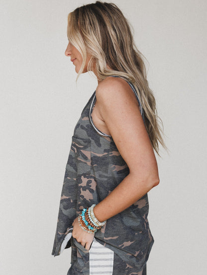 The Nest Shelli Scoop Neck Tank Top - Army Green