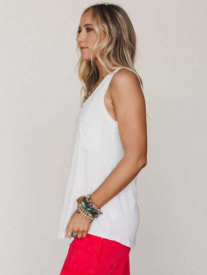 The Nest Shelli Scoop Neck Tank Top - Ivory