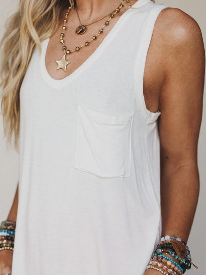 The Nest Shelli Scoop Neck Tank Top - Ivory