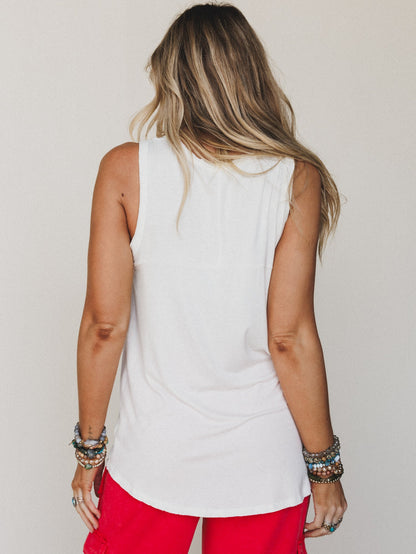 The Nest Shelli Scoop Neck Tank Top - Ivory