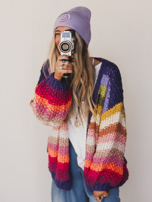 Wrapped up in Color Knit Cardigan - Rainbow
