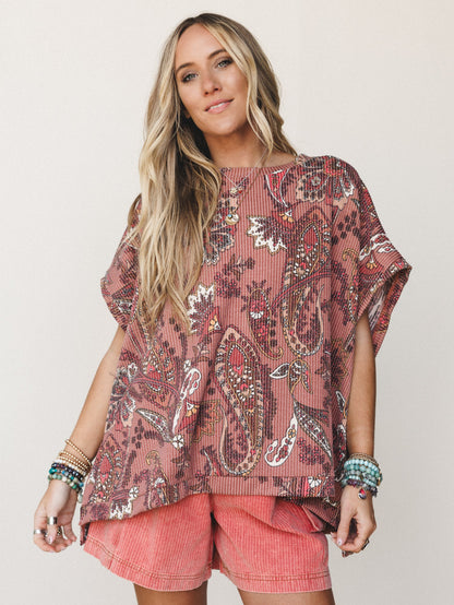The Nest Moon Glow Texture Knit Top - Clay