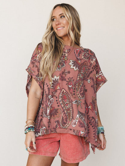 The Nest Moon Glow Texture Knit Top - Clay