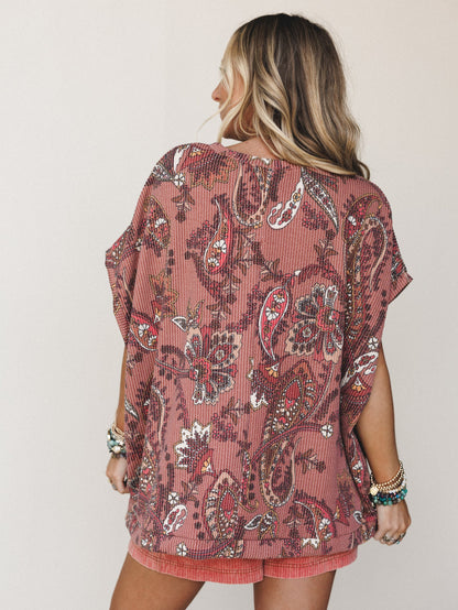 The Nest Moon Glow Texture Knit Top - Clay