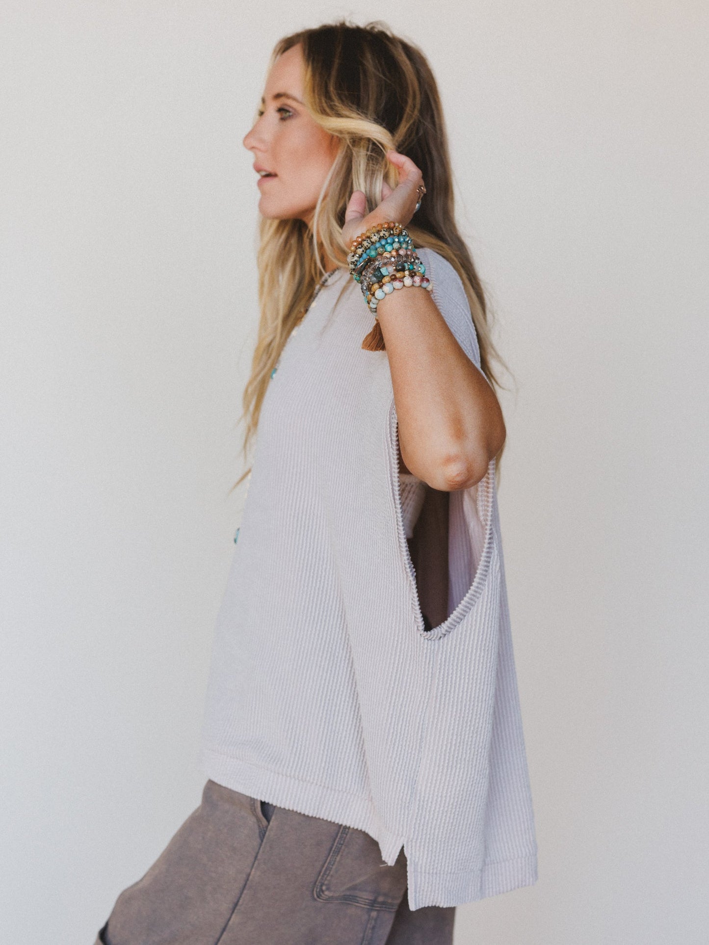 The Nest Moon Glow Texture Knit Top - Oat