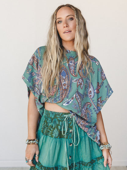 The Nest Moon Glow Texture Knit Top - Olive Vintage