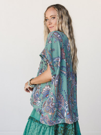 The Nest Moon Glow Texture Knit Top - Olive Vintage