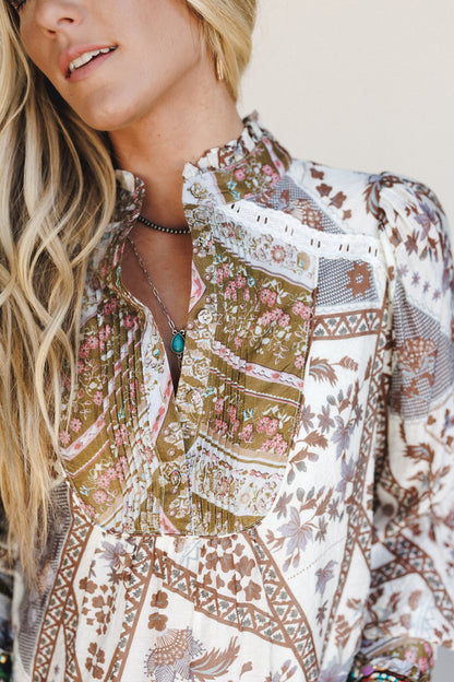 After Dusk Printed Top - Mocha