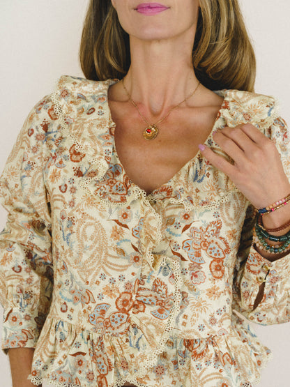 Kiss The Horizon Floral Top - Mustard
