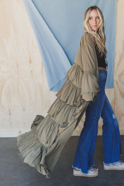 The Nest Layers Of Love Duster Kimono - Olive