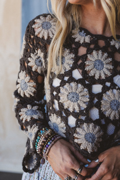 The Nest Free To Dream Crochet Top - Charcoal