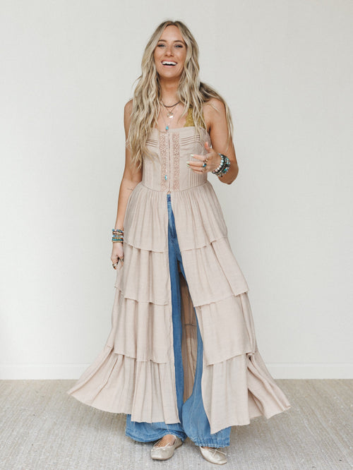 Prairie Breeze Tiered Maxi Top - Sand